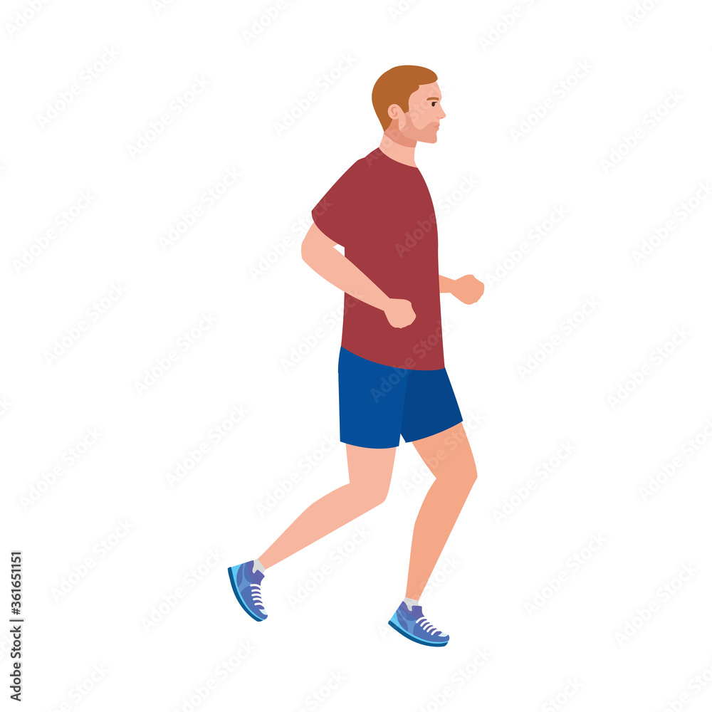 man running, man in sportswear jogging, male athlete, sporty person vector illustration design