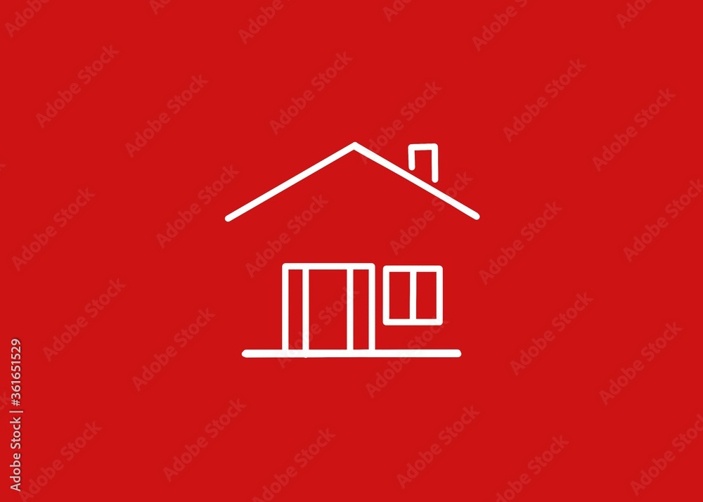 home icon white lines red background home icon white lines red background