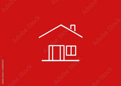 home icon white lines red background 