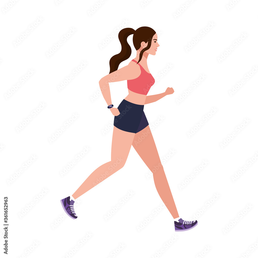 woman running, woman in sportswear jogging, female athlete on white background vector illustration design woman running, woman in sportswear jogging, female athlete on white background vector illustration design