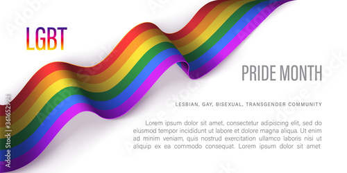LGBT pride month horizontal banner. Human rights and tolerance. Vector illustration