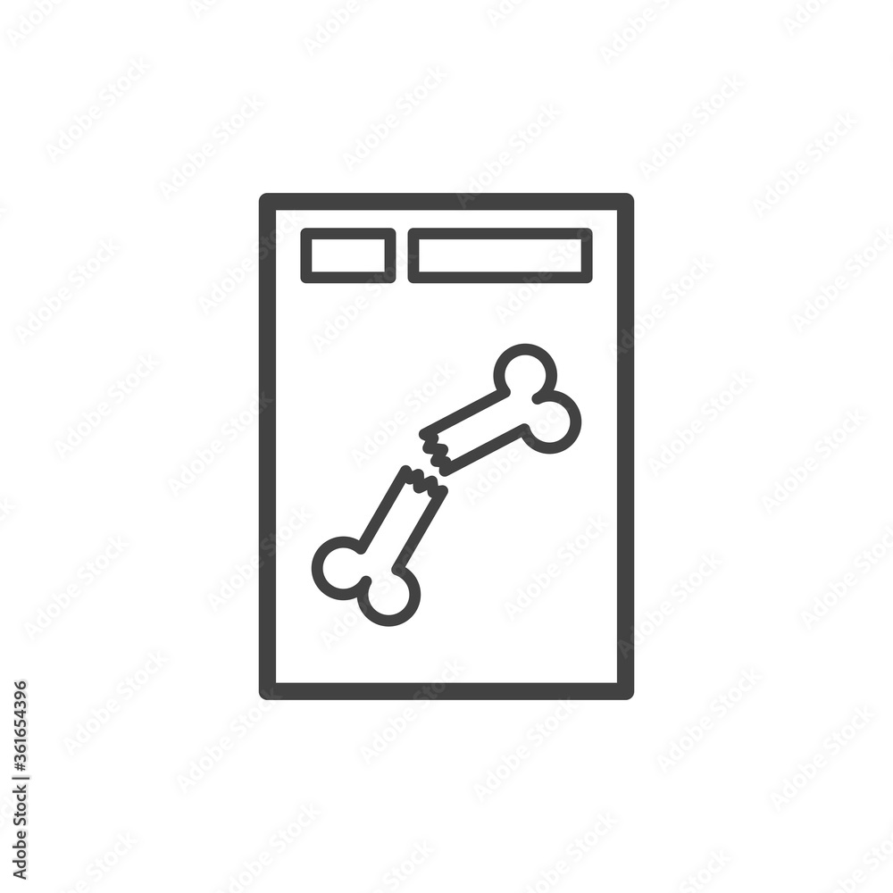 X-Ray broken bone outline icon. Medicine and healthcare, medical support sign. Vector illustration. X-Ray broken bone outline icon. Medicine and healthcare, medical support sign. Vector illustration.