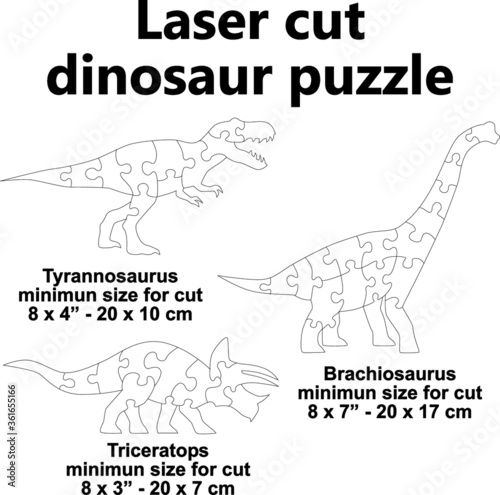 Laser cut dinosaur jigsaw puzzle vector design template