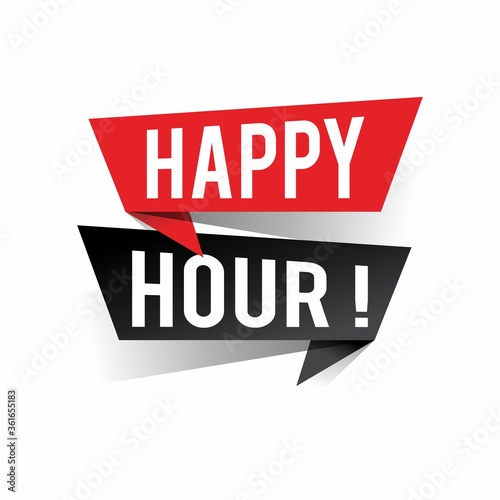 Modern design happy hour text on speech bubbles concept. Vector illustration