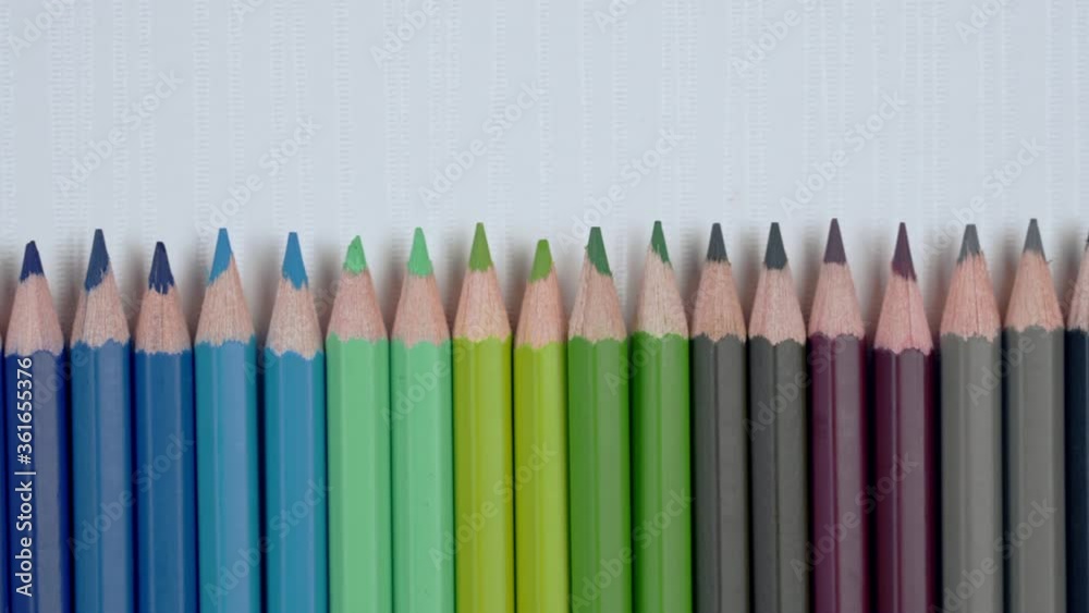 Close up of colored pencils background, Slider shot Close up of colored pencils background, Slider shot