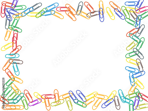 Stationary paperclips isolated on white background
