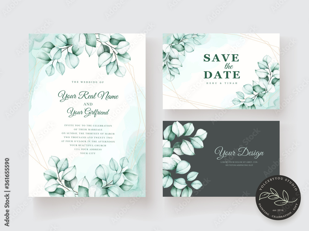 watercolor eucalyptus invitation card set watercolor eucalyptus invitation card set