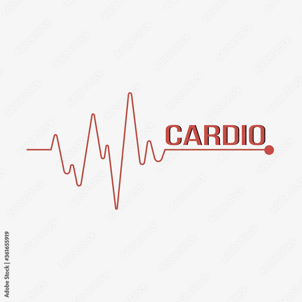 Line heartbeat. Pulse trace. Cardio symbol. Vector illustration.