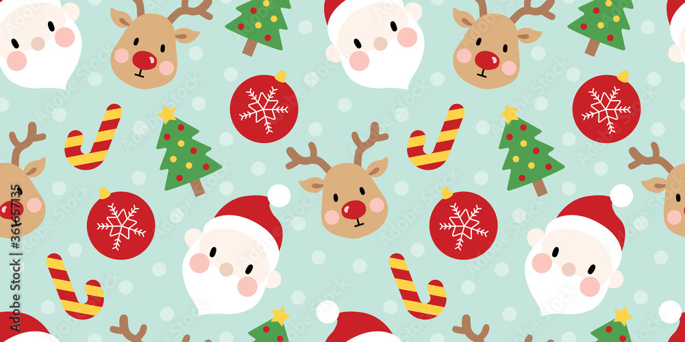 Cute Christmas seamless pattern with Christmas elements.