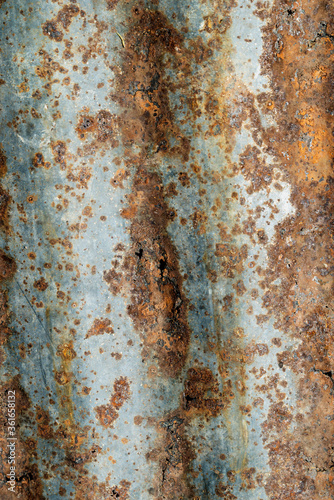 Old rusty zinc wall panel with rusty texture for background, Rusted galvanized iron plate vintage style decoration retro interior