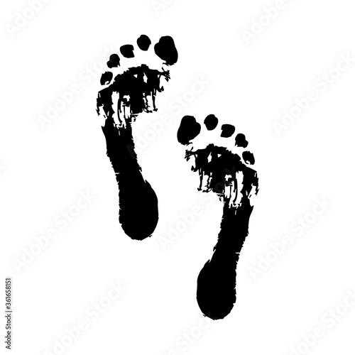 black footprint . Isolated on background .