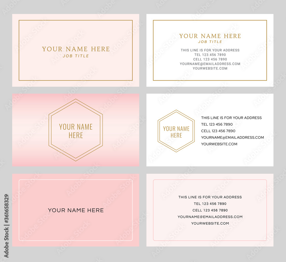 Set of girly feminine business card templates Set of girly feminine business card templates