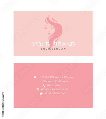 Feminine business card template for beauty brand.