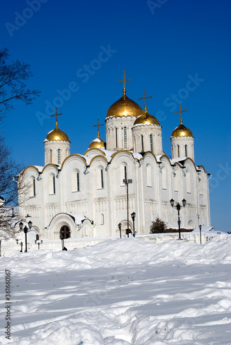 Architecture of Vladimir city, Russia. Assumption church, Famous landmark. 