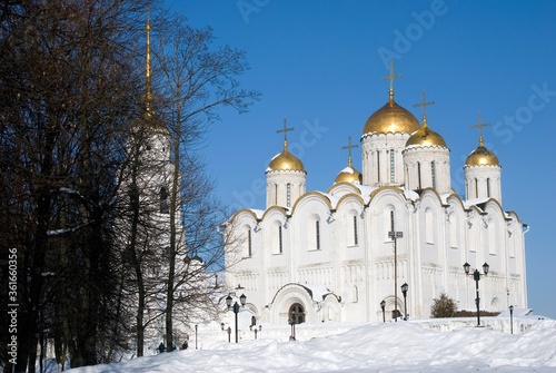 Architecture of Vladimir city, Russia. Assumption church, Famous landmark.	
 photo