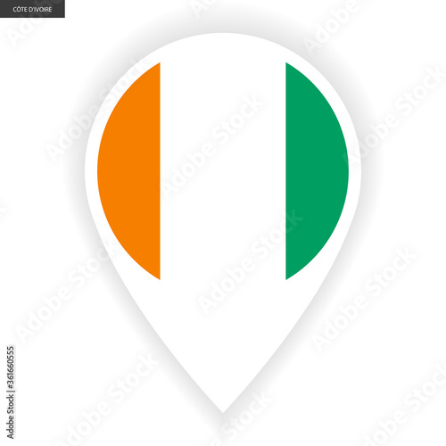 Free Download Ivory Coast marker icon with shadow on white background. Côte d'Ivoire pin icon isolated on white background. - GFXLoad