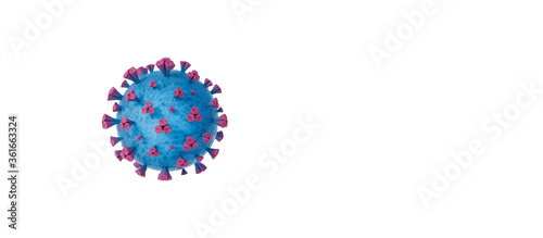 Virus isolated on white with copy space, Microbiology And Virology Concept 3d Render 3d illustration