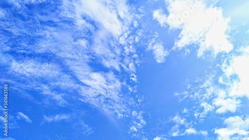 a beautiful blue sky with few white clouds