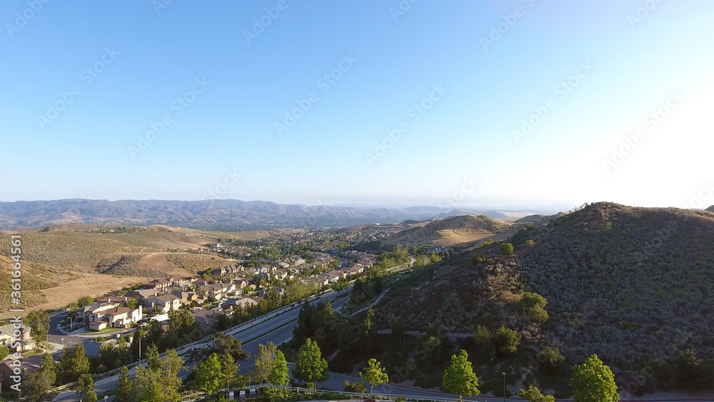 Obraz premium Simi Valley California USA suburbs Aerial Drone shot in 4k high resolution