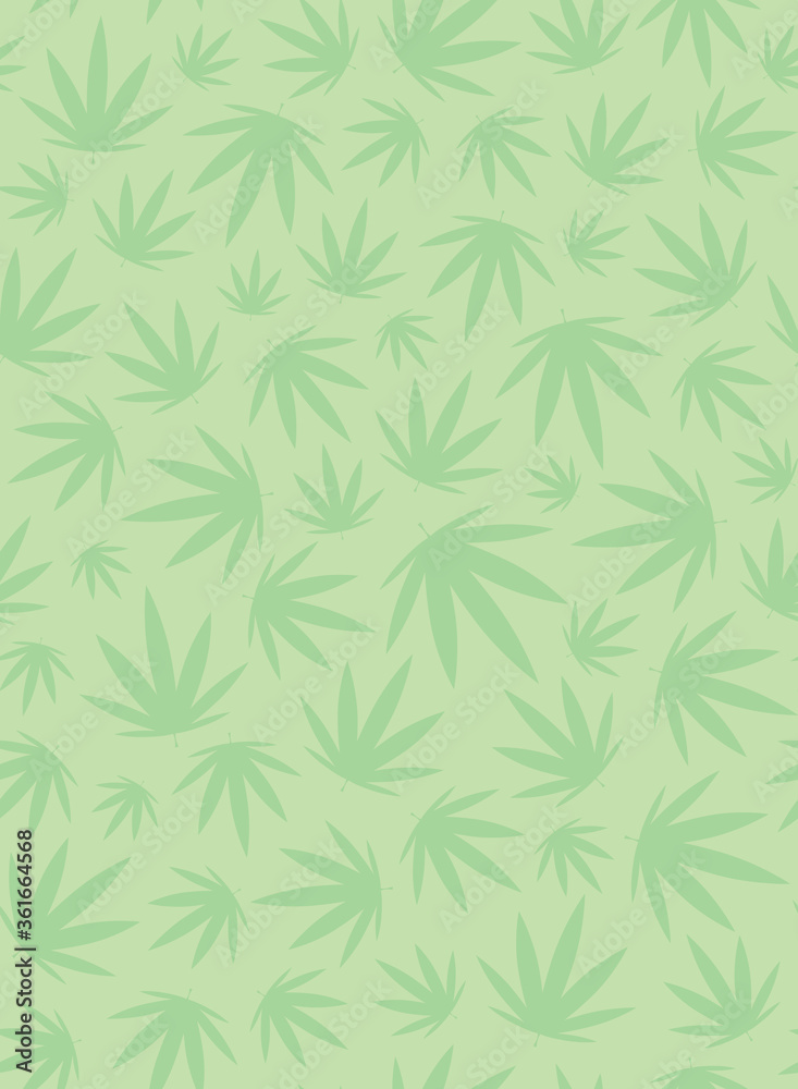 Seamless pattern cannabis leaf, green marijuana abstract background