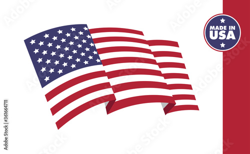 USA flag, national emblem of the United States of America. Vector design. Independence day patriotic symbol.