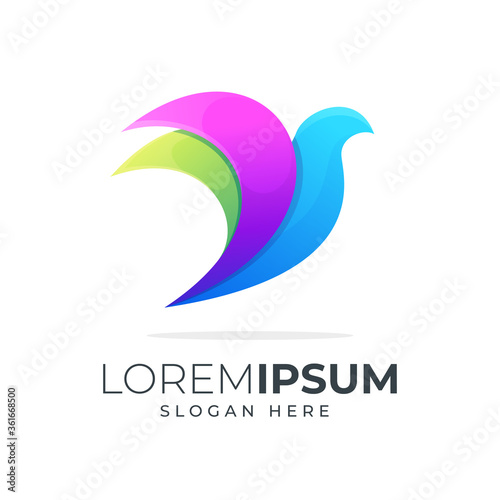 colorful bird logo design template