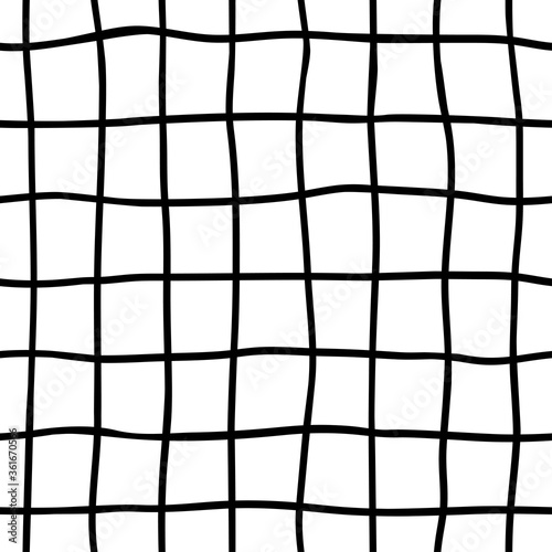 Hand drawn ink lines texture. Vector abstract grid on white background. Design seamless pattern.