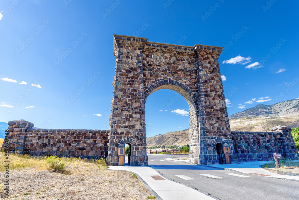 Roosevelt Arch at the North Entrance of Yellowstone National Park
