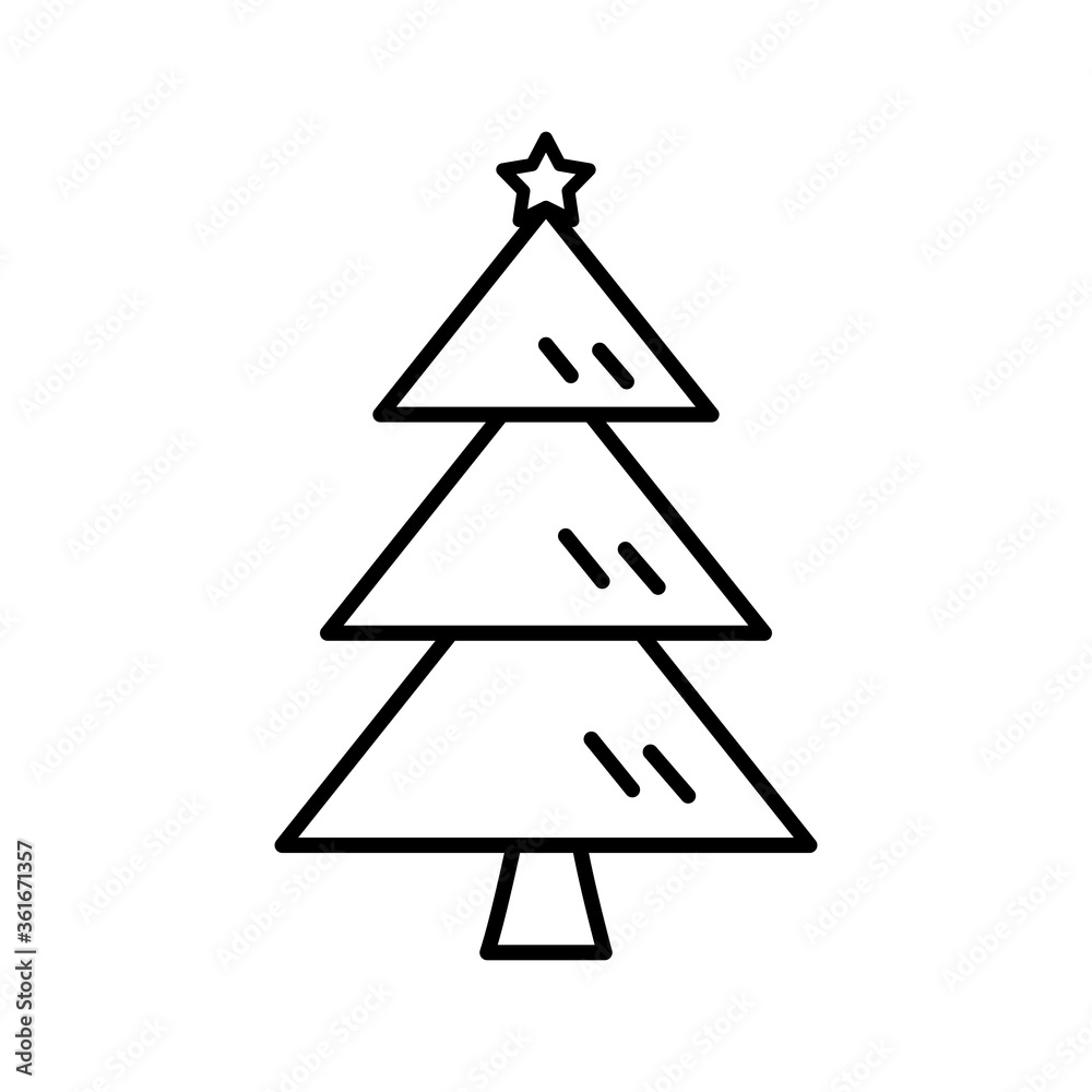 Fototapeta premium Christmas Tree Line Icon Vector Illustration Isolated on White Background.