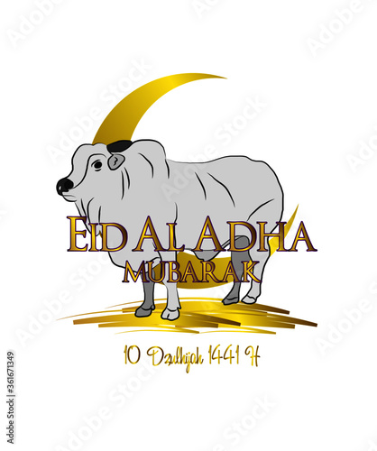 Muslim holiday Eid al-Adha. the sacrifice a ram. graphic design decoration kurban bayrami. month lamb, sheep, and camel. vector illustration. 1441 H or 2020