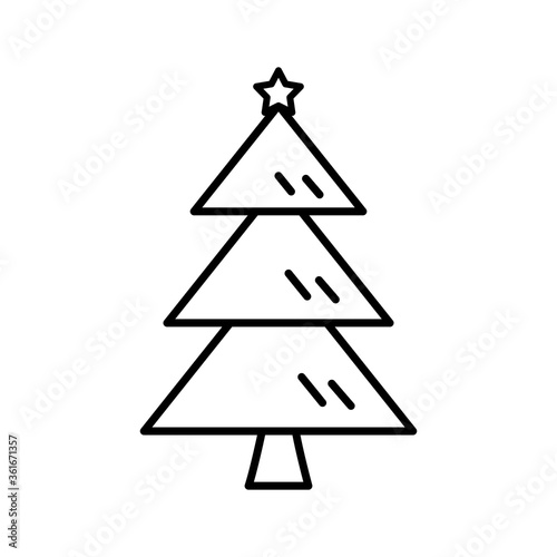 Christmas Tree Line Icon Vector Illustration Isolated on White Background.