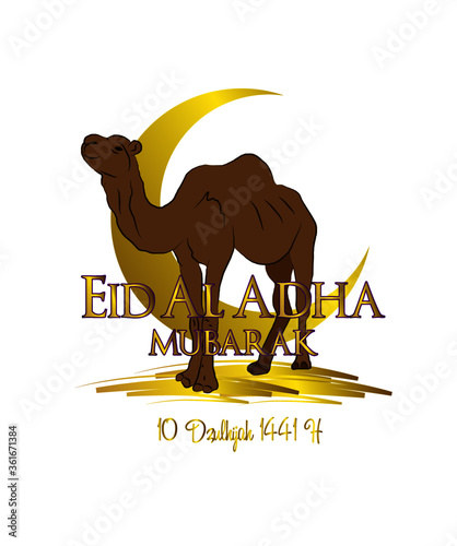 Muslim holiday Eid al-Adha. the sacrifice a ram. graphic design decoration kurban bayrami. month lamb, sheep, and camel. vector illustration. 1441 H or 2020