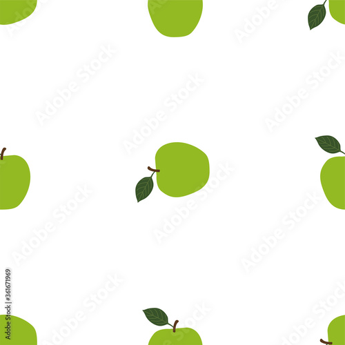 Green Apple. Seamless Vector Patterns
