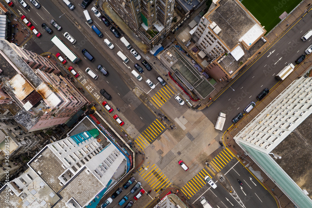 Fototapeta Top view of Hong Kong traffic