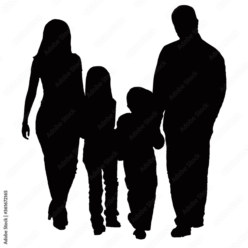 Familia Silueta Stock Vector 