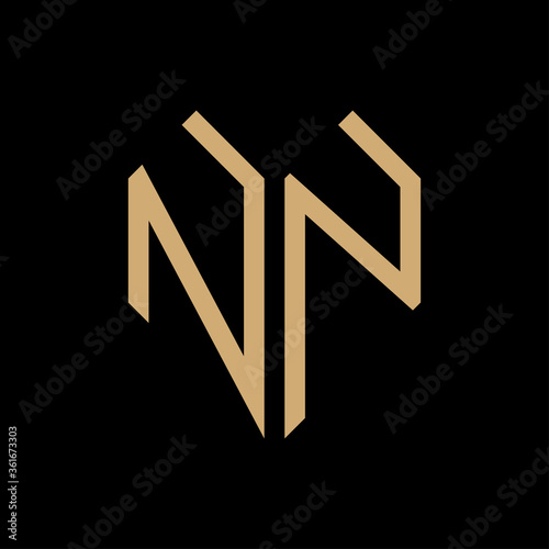 Initial letter nn heart geometric logo vector black background photo