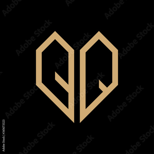 Initial letter qq heart geometric logo vector black background