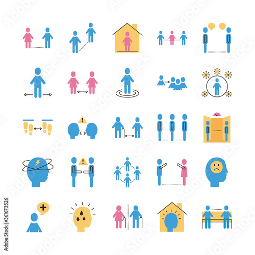 bundle of distance social set icons