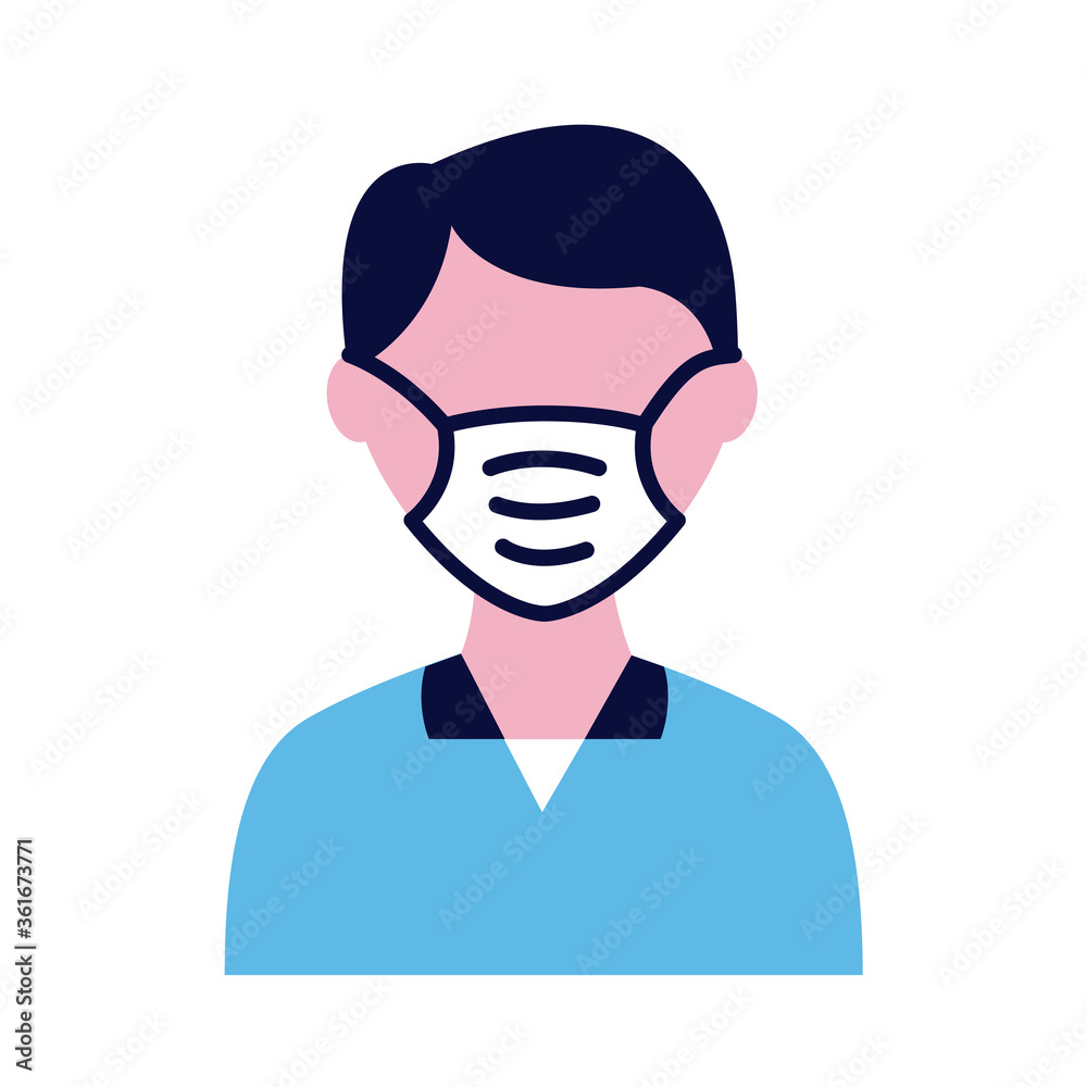 male wearing medical mask flat style icon