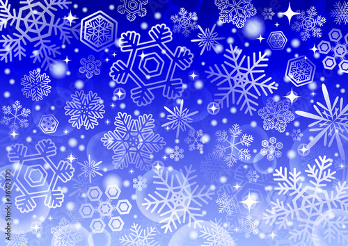 【冬・クリスマス素材】雪の結晶の背景イラスト