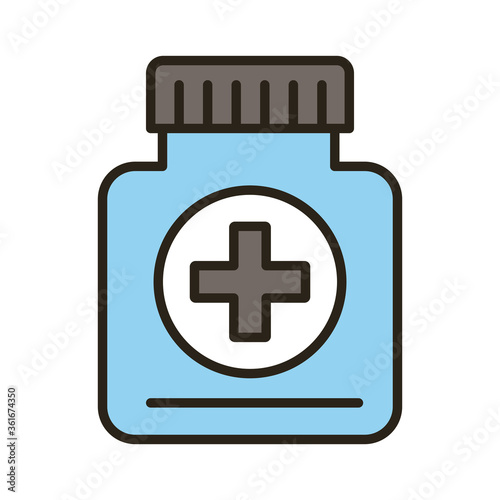 bottle of medicine drugs line and fill style icon