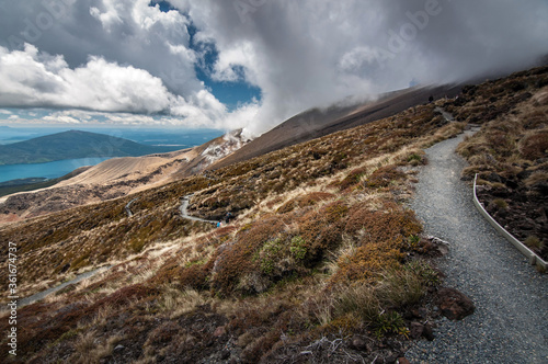 Great walk in national park Tongariro, New Zealand photo