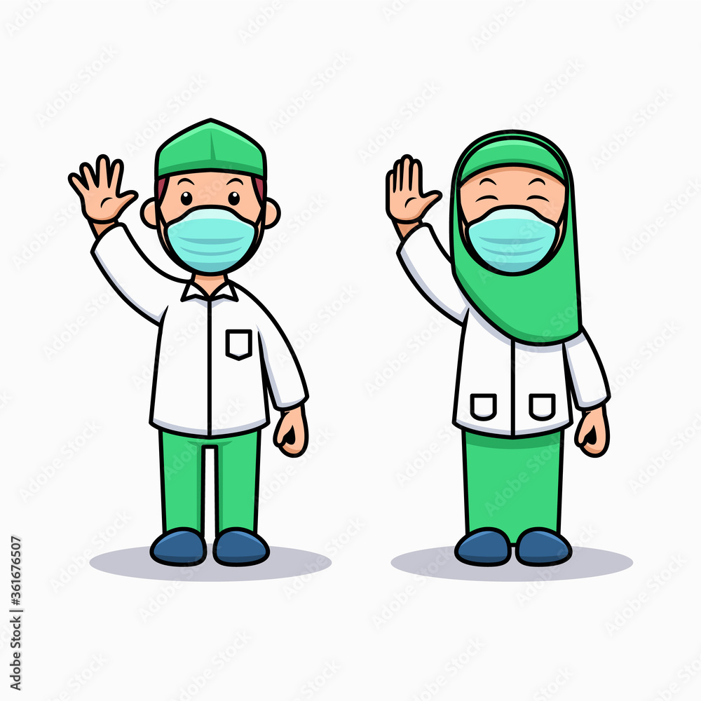 During Pandemic Moslem Kids Wear Face Mask To Back To School During Pandemic Moslem Kids Wear Face Mask To Back To School