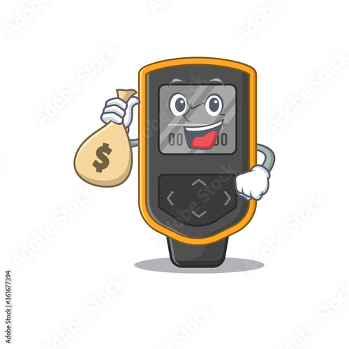 Crazy rich Cartoon picture of dive computer having money bags