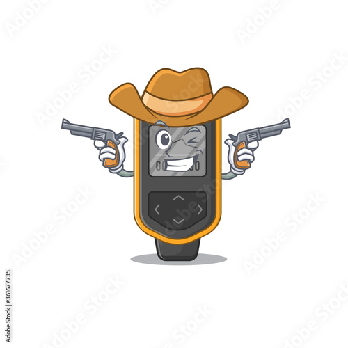 A wise cowboy of dive computer Cartoon design with guns