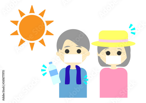 熱中症　対策　夏　マスク　老人　heatstroke　mask