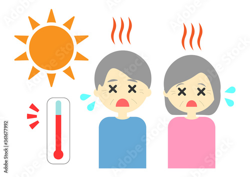 熱中症　対策　夏　男女　老人　heatstroke