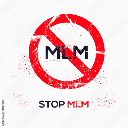 Warning sign (mlm) Multi-level marketing , vector illustration.