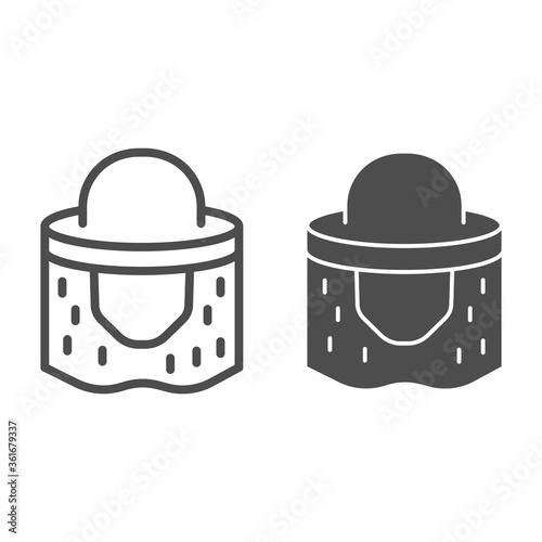 Beekeeper hat line and solid icon, beekeeping concept, beekeeping professional clothing sign on white background, beekeeper protection hat icon in outline style for mobile and web. Vector graphics.