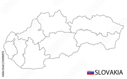 Slovakia map  black and white detailed outline regions of the country.